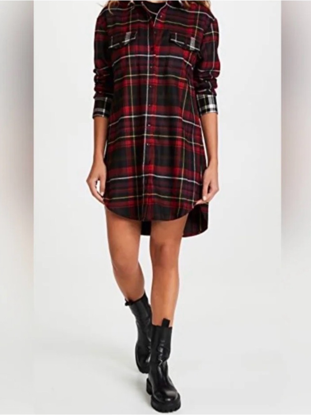 Alice + Olivia Red black Halie shirt dress